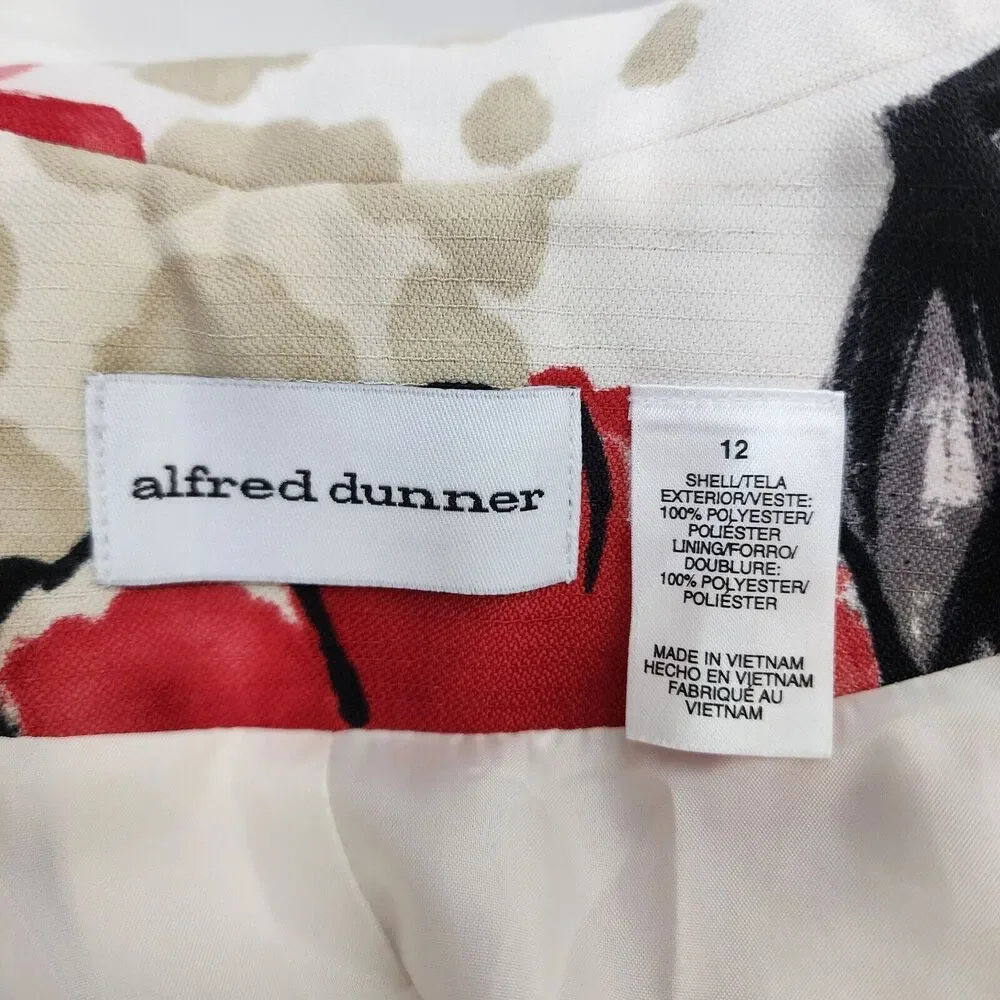 Alfred Dunner Women’s Blazer Size 12 3/4 Sleeve Floral Open Front Pockets Lined